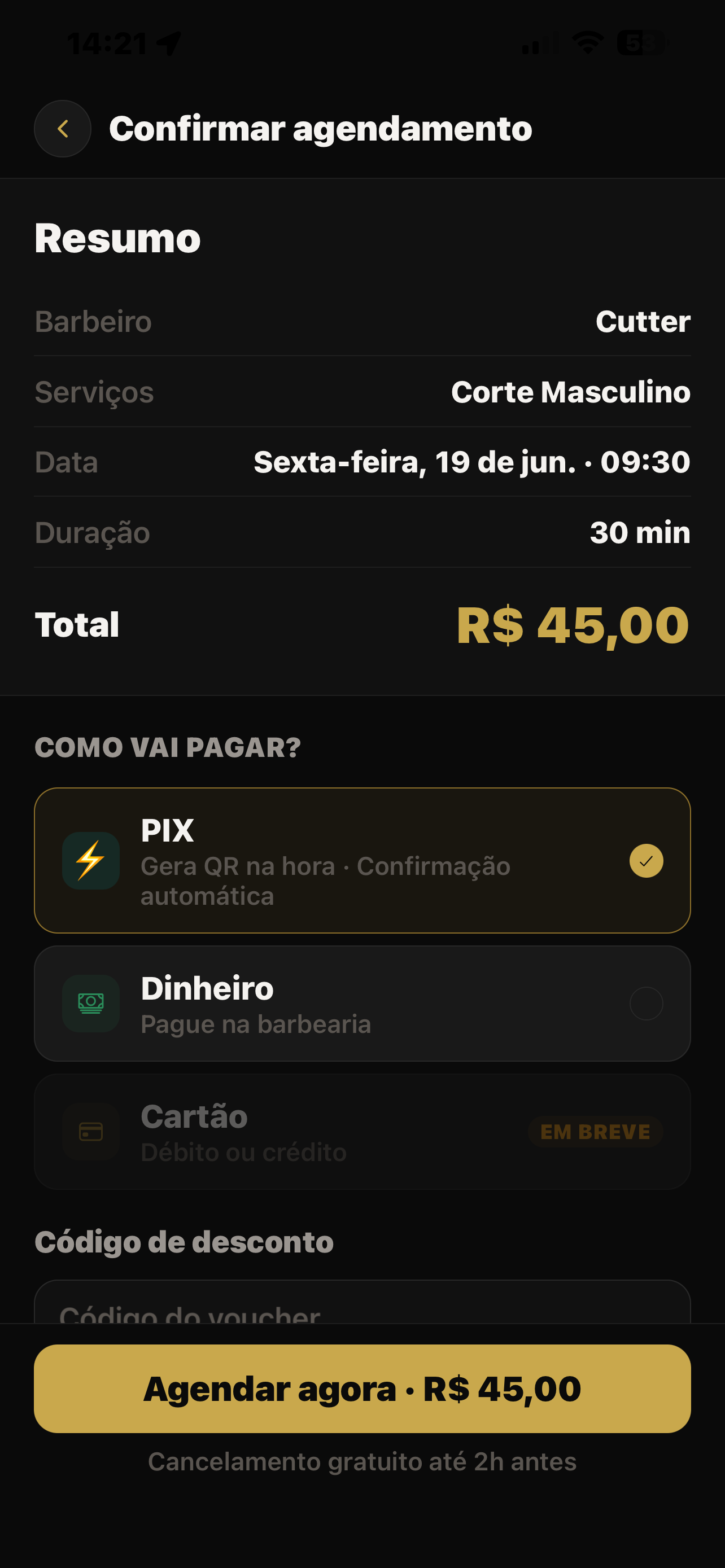 Pagamentos integrados no HAIRZON